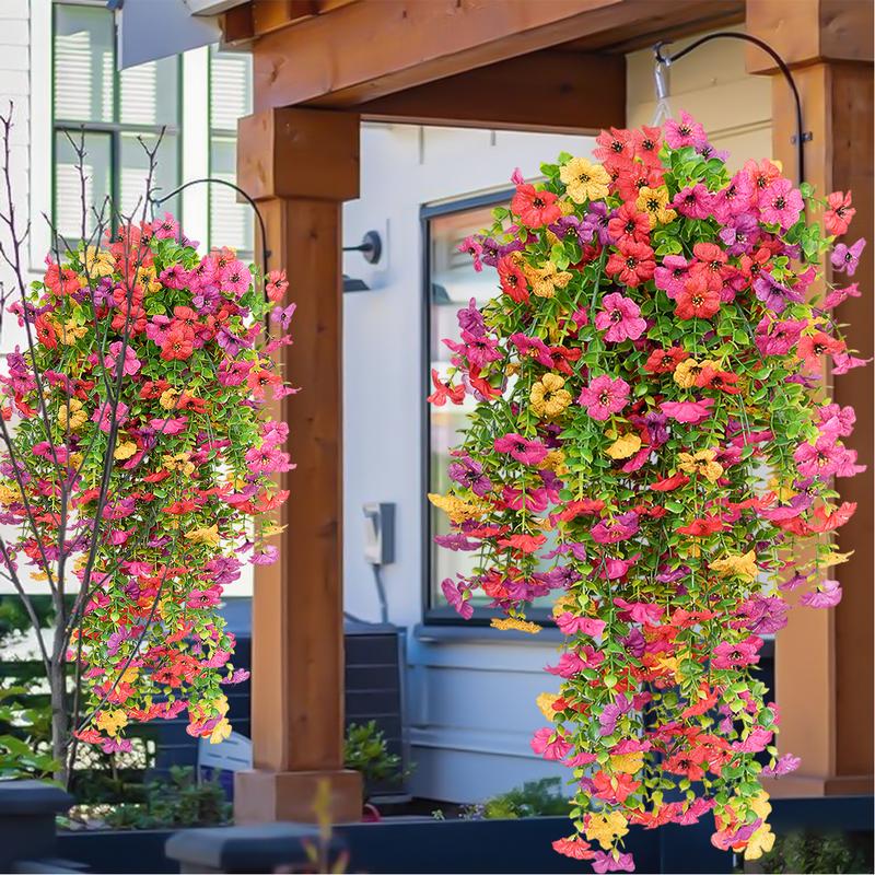 8 PCS Faux Silk Daisy with Eucalyptus Leaves, Artificial Fake Hanging Flowers Plants for Outdoor Autumn Decoration,UV Resistant Look Real Long Trailing Vines for Outside Home Indoor Planter Porch Patio Balcony Yard Decor