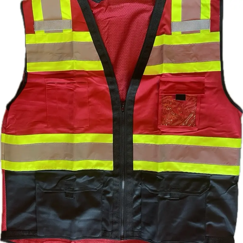 Unisex High Visibility Reflective Safety Vest - Red Design with Black Bottom Reflectors, Safety Gear for Adults’ Indoor & Outdoor Use, None