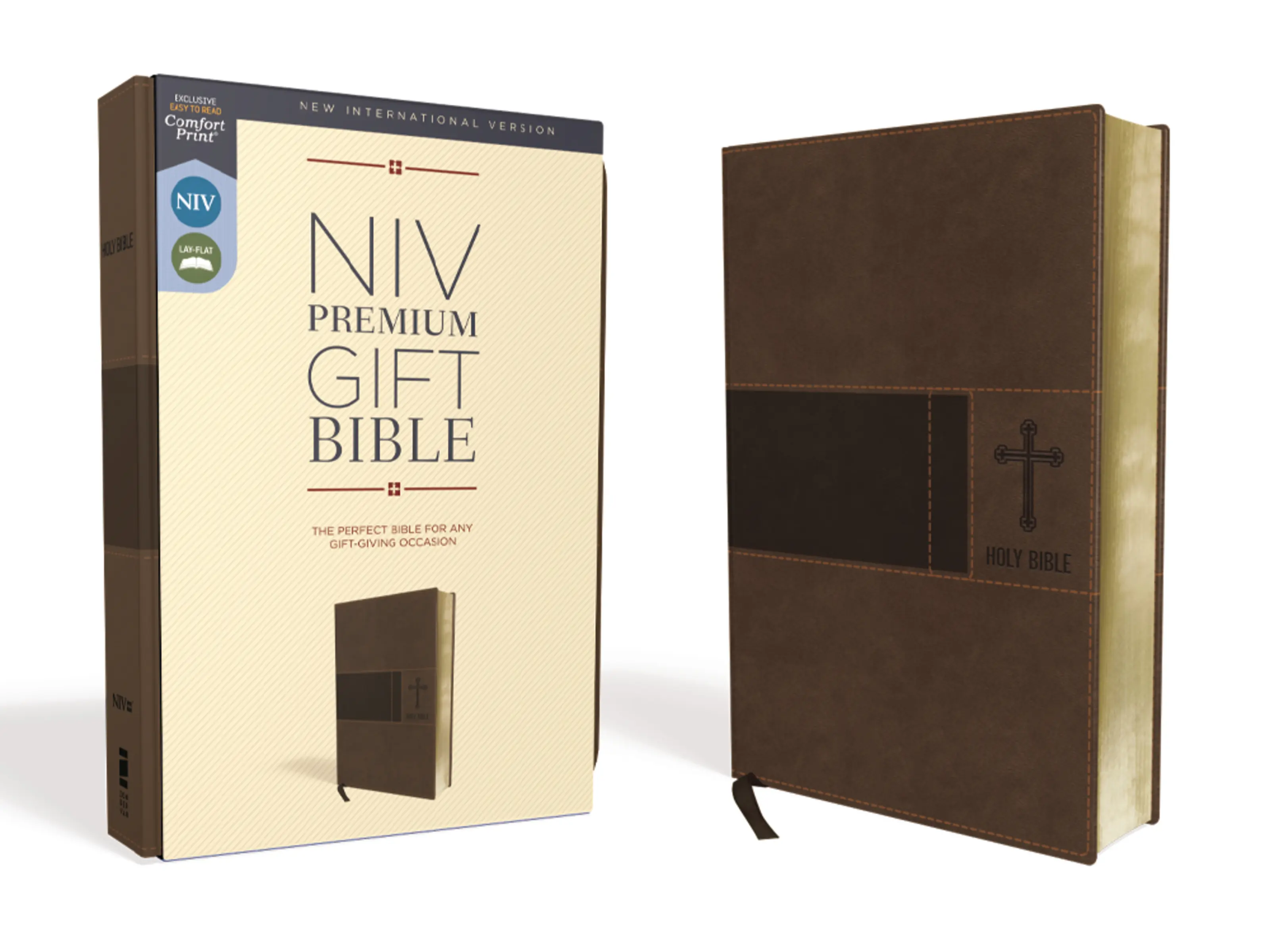 NIV, Premium Gift Bible, Leathersoft, Brown, Red Letter, Comfort Print: The Perfect Bible for Any Gift-Giving Occasion by Zondervan [Leatherbound Book]
