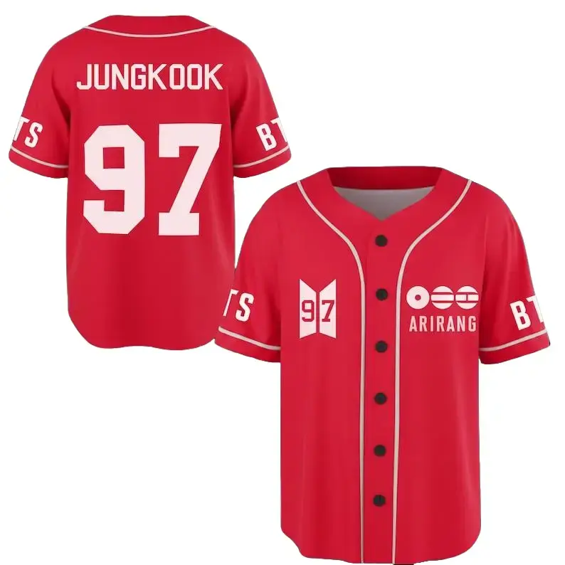 Full Print Bangtan Baseball Jersey Jersey, Vintage JK 97 Jersey Shirt for Men & Women, Baseball Jersey for Men and Women, Baseball Jersey Style