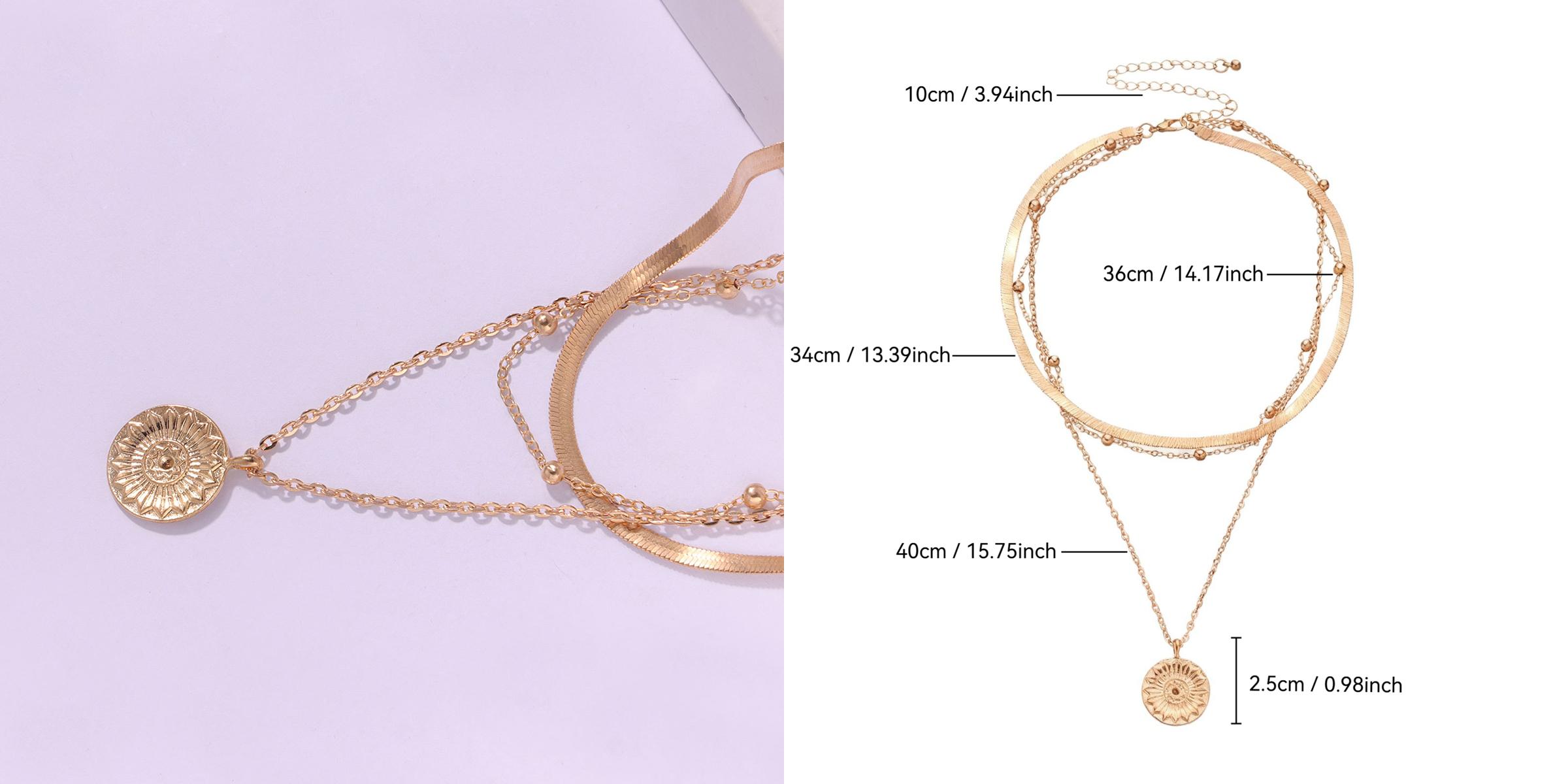 WoodBerry Golden Star Necklace for Women Punk Party Style Gold Round Pendant Necklace Elegant Minimalist Chain Necklace Stackable Fashion All-Match Jewelry for Birthday Gift