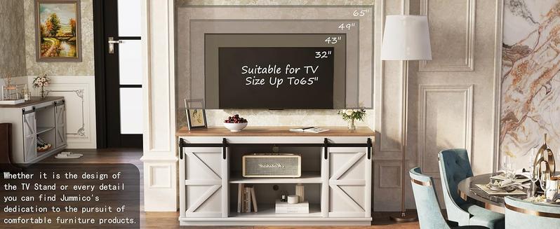 FURMAX Modern Farmhouse Barn Door TV Stand for TVs up to 65" FURMAX Modern Farmhouse Barn Door TV Stand for TVs up to 65"