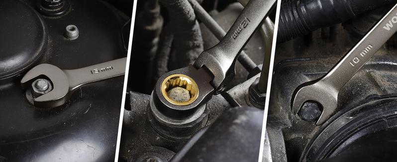 #JumpstartSale WORKPRO 8-piece Flex-Head Ratcheting Combination Wrench Set, 72-Teeth, Cr-V Constructed, Mirror Polished Chrome Plated with Roll Up Pouch