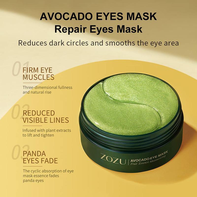 Avocado Eye Mask 60 piece Eye Brightening Patch is suitable for dark circles and puffiness, moisturizing and nourishing eye care facial mask, reducing wrinkles, relieving stress and improving dry eye skin Halloween gift