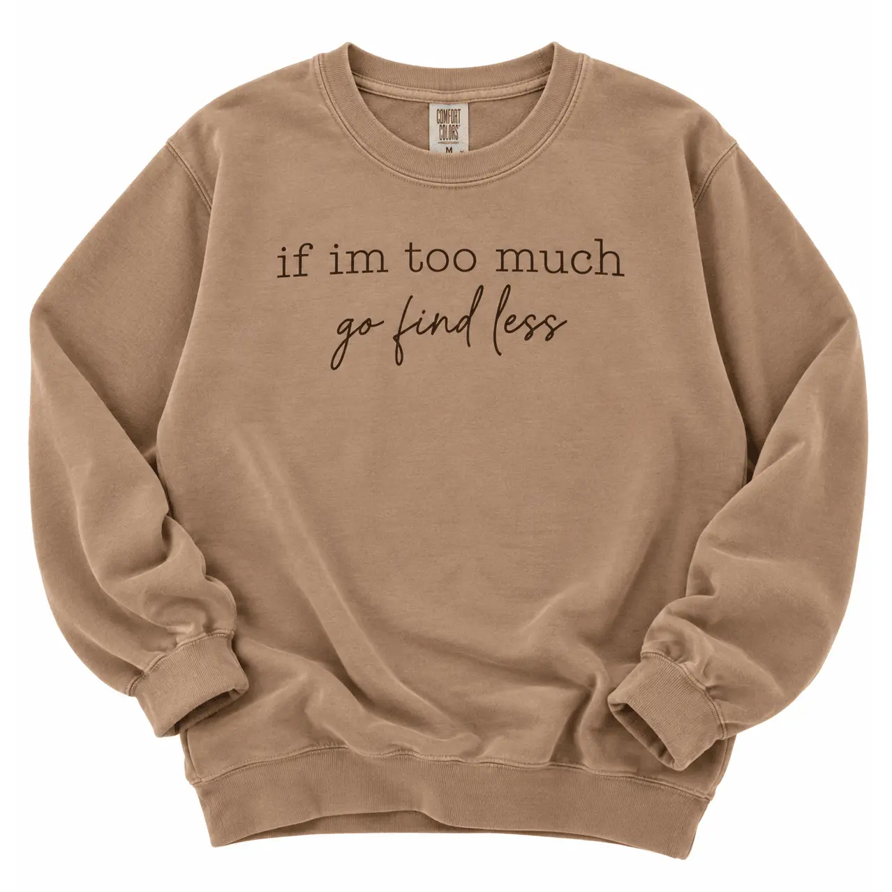 Plus/Reg Long Sleeve "If I'm too Much Go Find Less" Graphic Sweatshirt