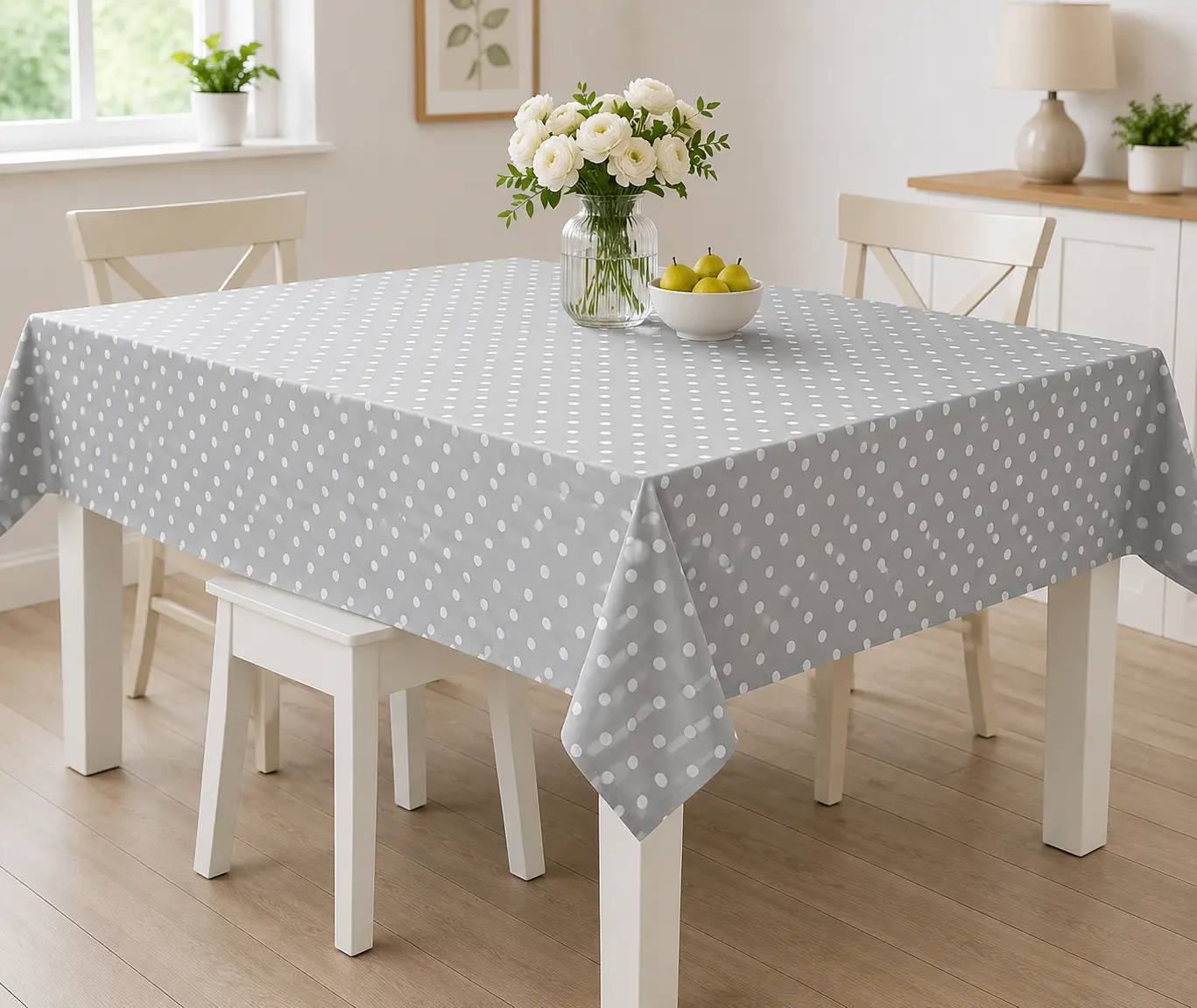 Simply Home Grey Indoor-Outdoor Waterproof Resistant Tablecloth, 52x70 in PEVA Spill-Proof Dining Table Cover, Indoor-Outdoor Tablecloths, Waterproof Resistant Tablecloths
