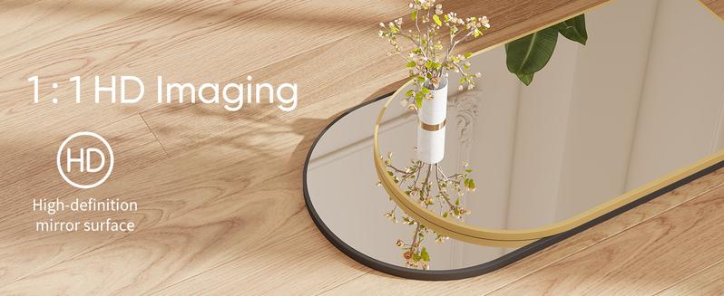 Arched Gold Bathroom Mirror Wall Mounted Vanity Metal Frame Mirror for Bedroom, Entryway, Living Room