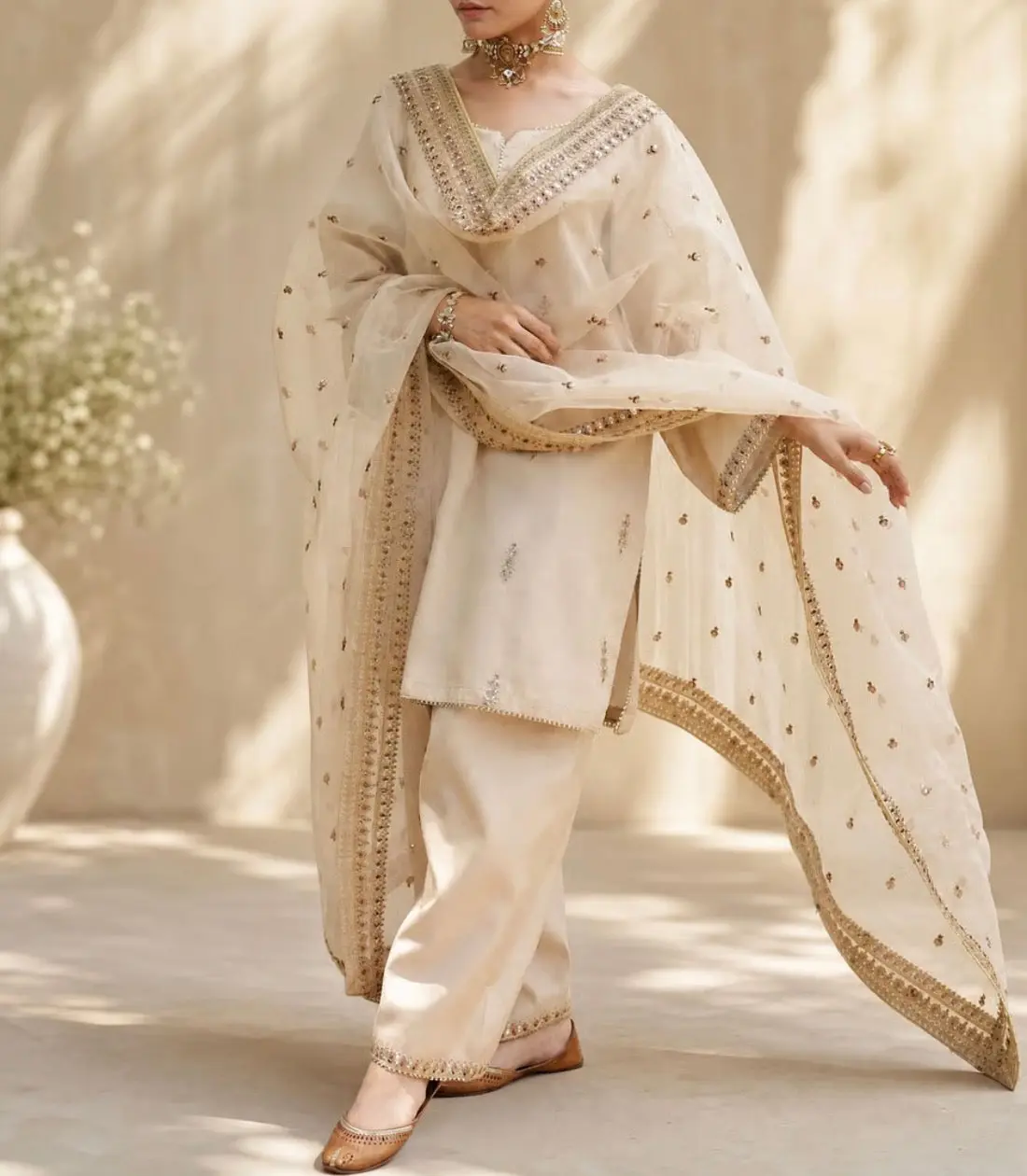 Women's Embroidered 3-PC Organza Dupatta - Women's Costumes & Outfits Accessory, Shalwar Shirt Accent, Lady, Design, Look, Graceful, Embroidery, Ethnic Costumes & Accessories, Trouser, Farshi, Clothes, Women's Clothes