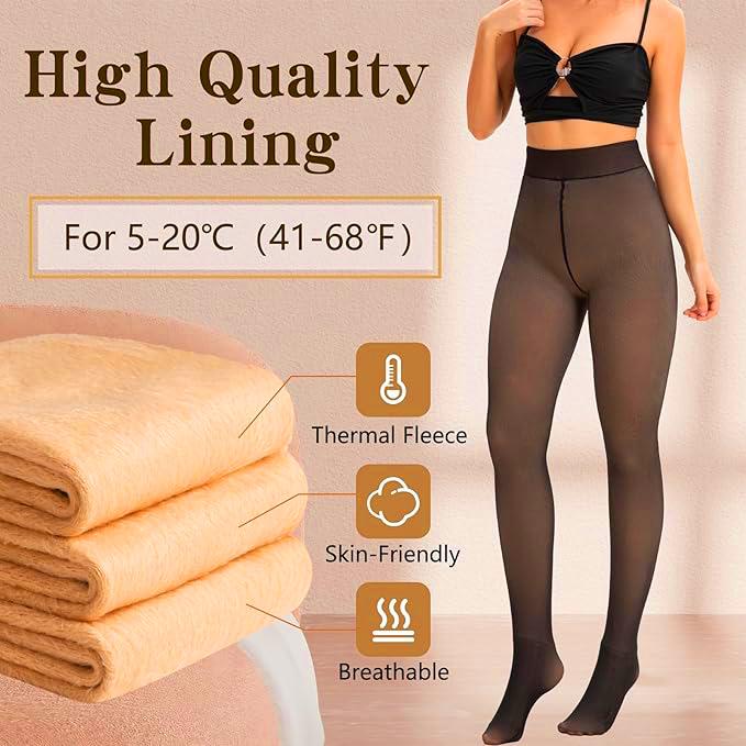 EOJN Women's Fleece Lined Tights Fake Translucent Warm Thermal Pantyhose Sheer Thick Leggings Ladies Under Dress for Winter with Plush Inner Layer,High quality Tights,Soft and Breathable,5 Colours,Normal and Plus size,Stretchy,Everyday,Minimalist,Slim. Sp