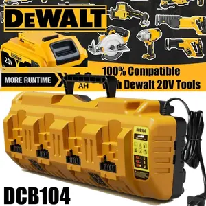 For DEWALT 12/20V DCB104 4-Port Battery Charger Fast charger Lithium XR DCB205