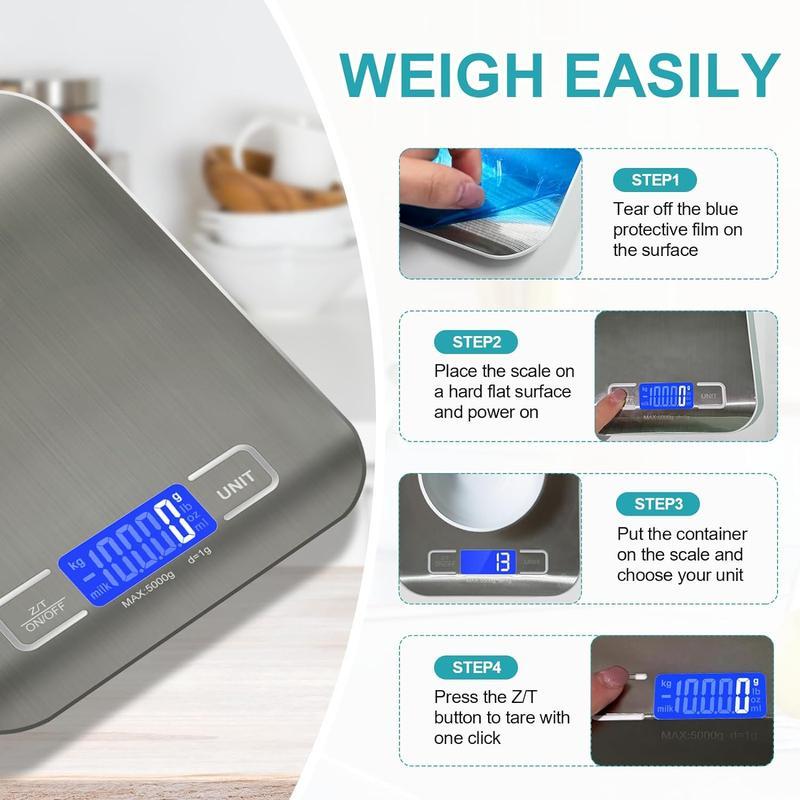 Digital Kitchen Scale, 1g-10000g Food Scale with LCD Display, Battery Require Multifunctional Kitchen Scale for Baking, Cooking, Diet Preparation Smart Nutritional Digital Kitchen Scale, 1g-10000g Food Scale with LCD Display, Battery Require Multifunctional Kitchen Scale for Baking, Cooking, Diet Preparation Smart Nutritional