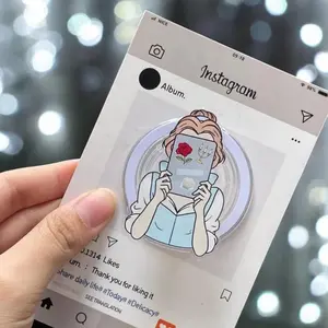 Minimalist Reader Illustration Stand for Bookish Girls, Aesthetic Book Lover Phone Grip, Cute Pastel Reading Accessory for Smartphones & Everyday Use