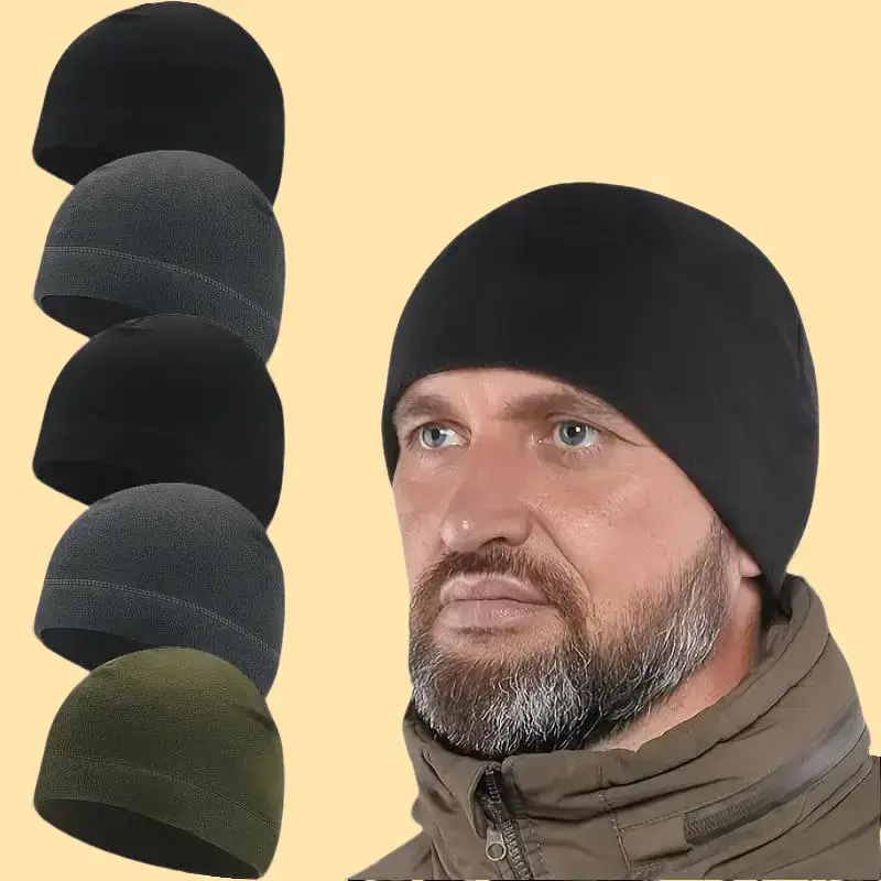 Men's 5-Pack Classic Cycling Beanies - Soft Black Cap, Fitted Helmet Liners for Cold Weather Biking, Warm Windproof Breathable Skull Caps, Adjustable Outdoor Sports Hat