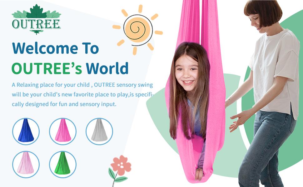 OUTREE Sensory Swing for 3+Years Old with 360° Swivel Hanger in Blue - Great for Autism, ADHD, Sensory Processing Disorder, Summer Turn Up & Father's Day Deal OUTREE Sensory Swing for 3+Years Old with 360° Swivel Hanger in Blue - Great for Autism, ADHD, Sensory Processing Disorder, Summer Turn Up & Father's Day Deal