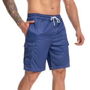 Men's Premium Navy Utility Swim Trunks – Tailored Fit Quick-Dry Board Shorts with Dual Cargo Pockets Board shorts
