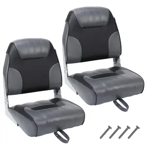 2 Pack Boat Seats Low Back,Boat Seats Stainless Steel Screws Included, Fishing Boat Chair with Thickened Sponge Padding and Hinge for Speedboat