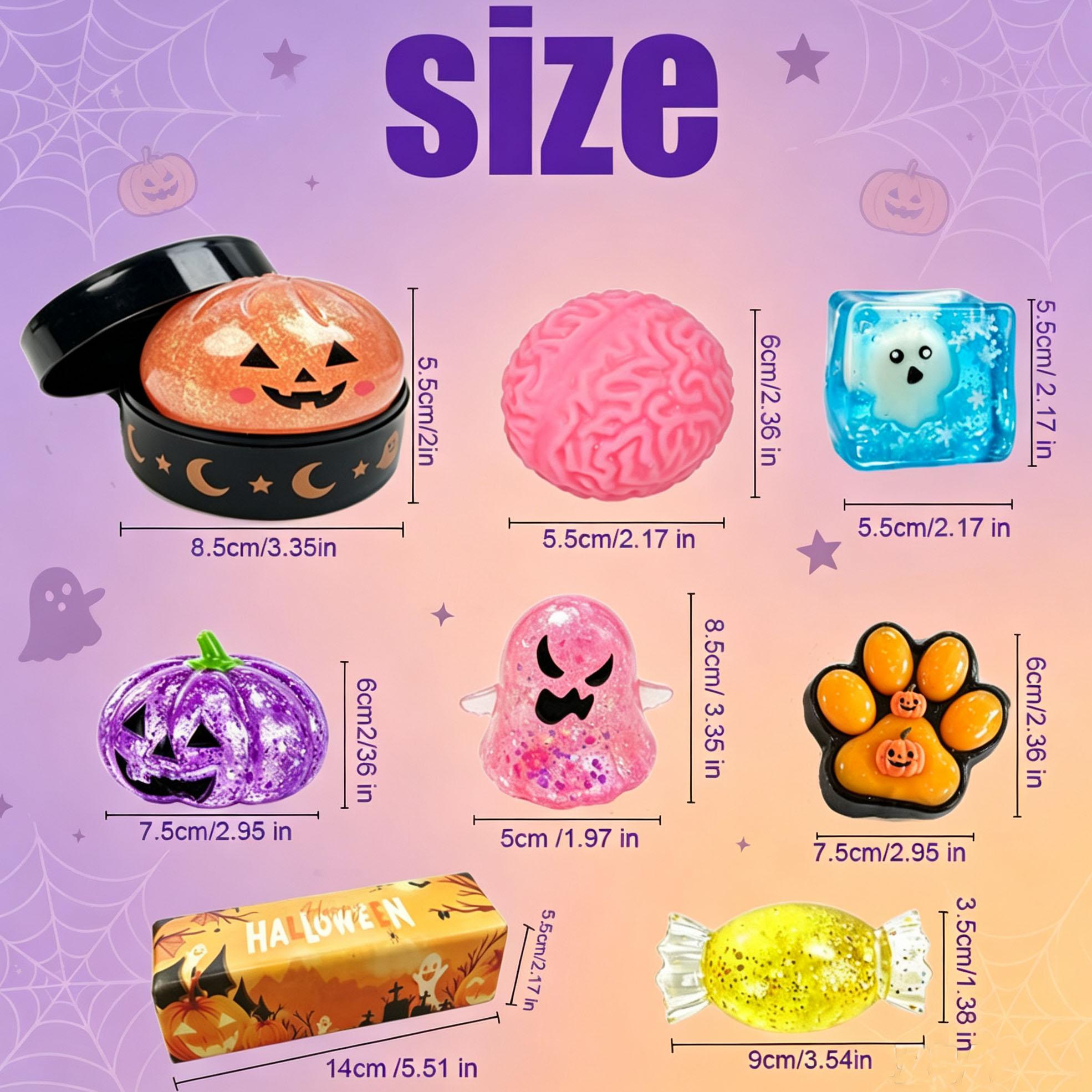 Halloween 8-Pack Squishy Toys, Malt Sugar Slow-Rebound Stress Relief Fidget Toys, Spooky Sensory Bundle, Halloween Party Gift, 8 Different Horror Styles,sohochic