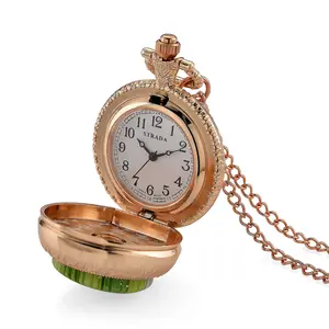 Strada Rotating Murano Style ese Movement Pocket Watch with Chain 36 Inches in Rosetone