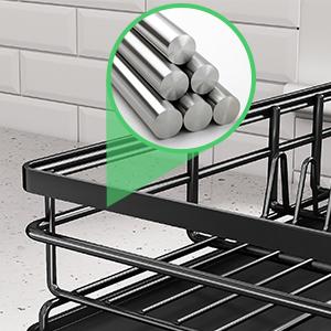 Small Dish Drying Rack - Extendable Dish Rack, Large Sink Drying Dish Drainer for Kitchen Counter, Stainless Steel Dish Strainer with Utensil Holder