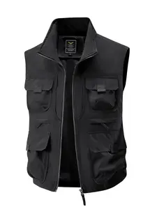 Men’s Multi-Pocket Functional Vest, Breathable Lightweight Fishing & Hiking Tank Top