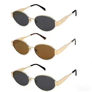 3 Pairs Women's Retro Metal Oval Frame Glasses | Anti-glare, Anti-Rays, Wide Temple, Suitable for Daily Leisure, Driving, Valentine's Day Gifts