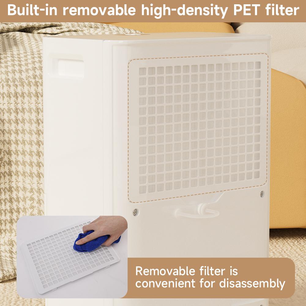 Smart Portable Universal Dehumidifier for Indoor Use - 7 Color-Changing LED Lights, 40oz Moisture Removal, Touch Screen, 30db Near-Silent, Energy-Saving, Modern Defrost Safety, Tip-Over Power Cutoff for Home Bedrooms