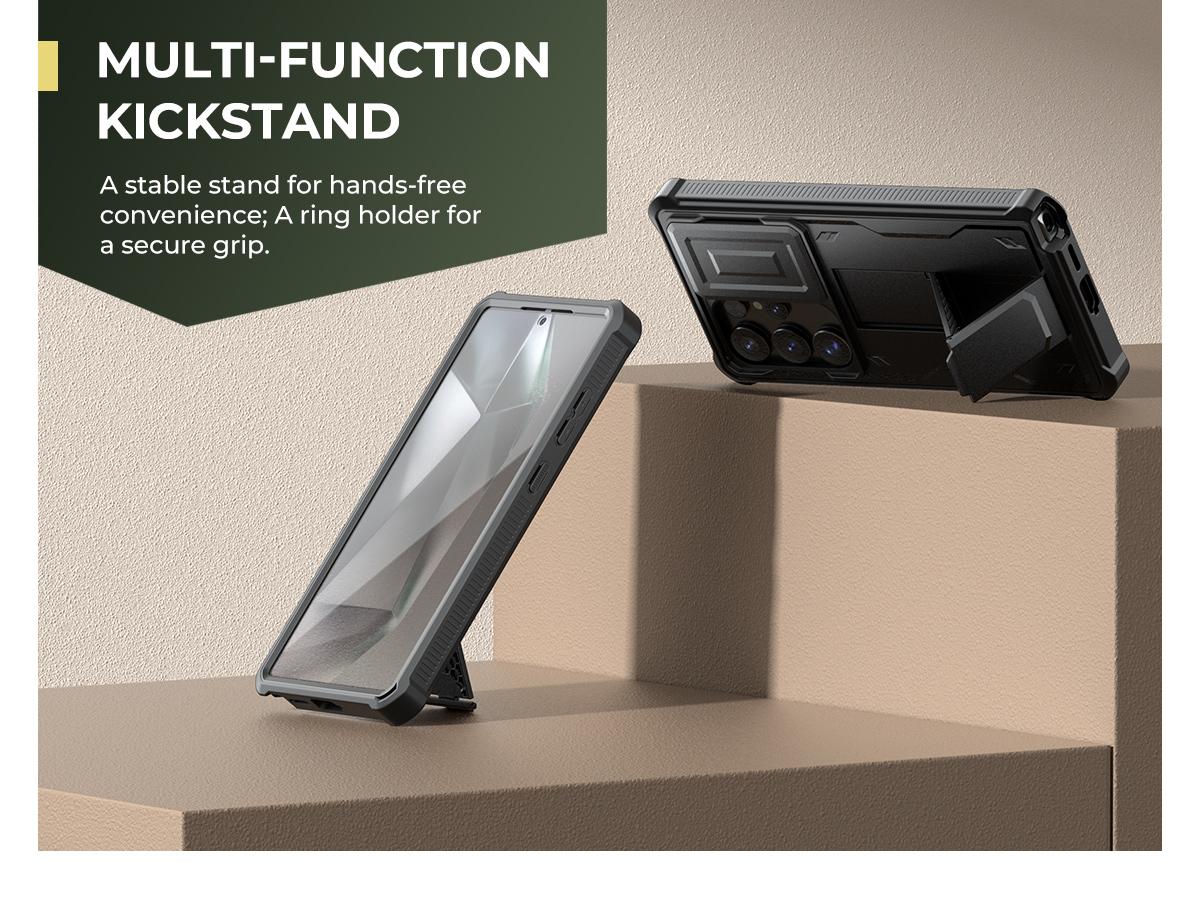 Dexnor for Samsung Galaxy S25 Ultra/S25 Plus/S25/S25 Edge Case with Built-in Slide Camera Cover & Screen Protector & Kickstand, Heavy-Duty Shockproof Rugged Case Full-Body Bumper Cover