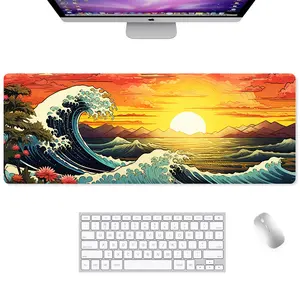 Large Gaming Mouse Pad Full Keyboard Laptop Computer Mouse Mat 31.5 x 11.8 Inches Waterproof Anti-Slip Neoprene Base for Home Office Geometric Design