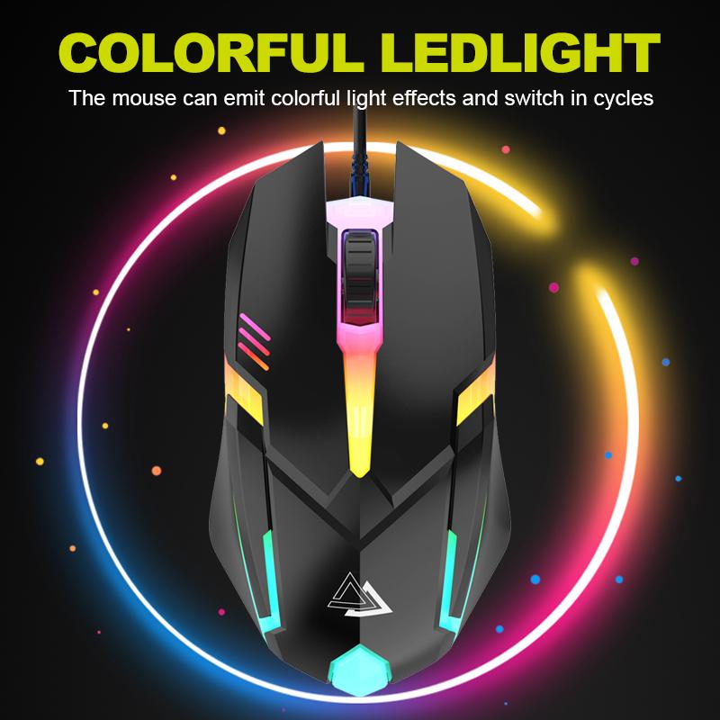 USB Wired Gaming Keyboard Mouse Combo Set RGB LED Backlit For PC / Laptop / Windows / Mac - Black & White