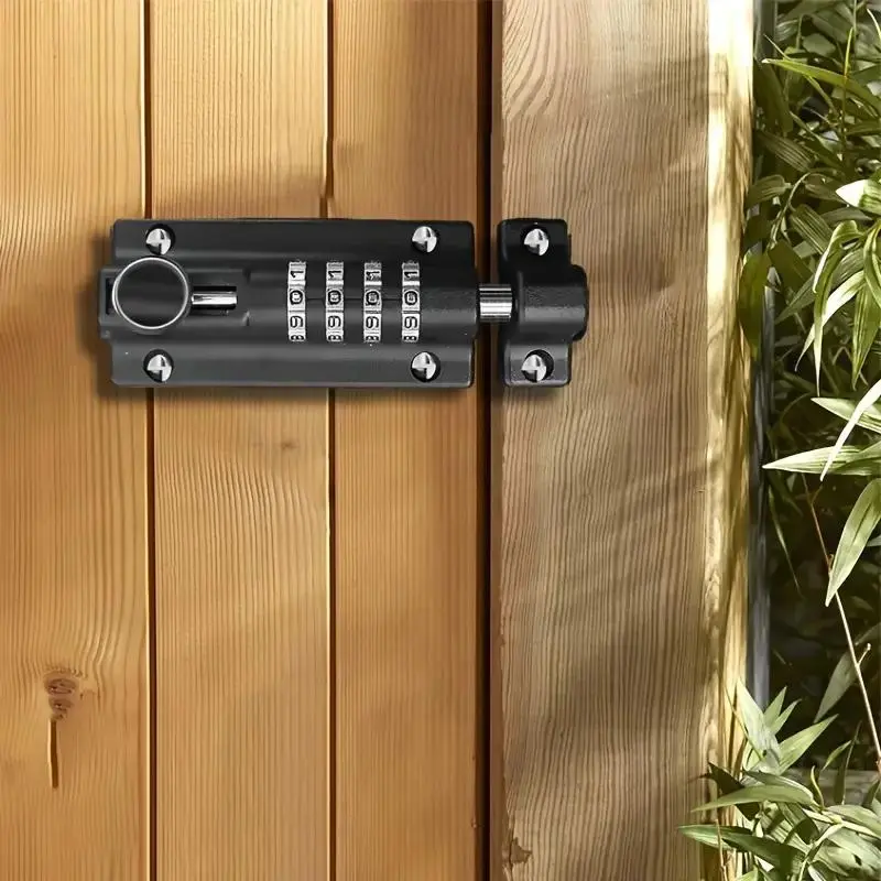 Customizable 4-Digit Combination Slide Latch Lock for Door Security, Secure Lock, Metal Barrel Bolt with Password Setting, Ideal Safety Lock for Home Use, Easy Installation