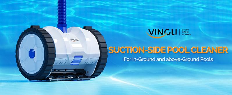 VINGLI Pool Cleaner Suction-Side Pool Vacuum Automatic Sweeper for Inground Swimming Pool,Climbs Walls -39.6ft Tangle Free Hose