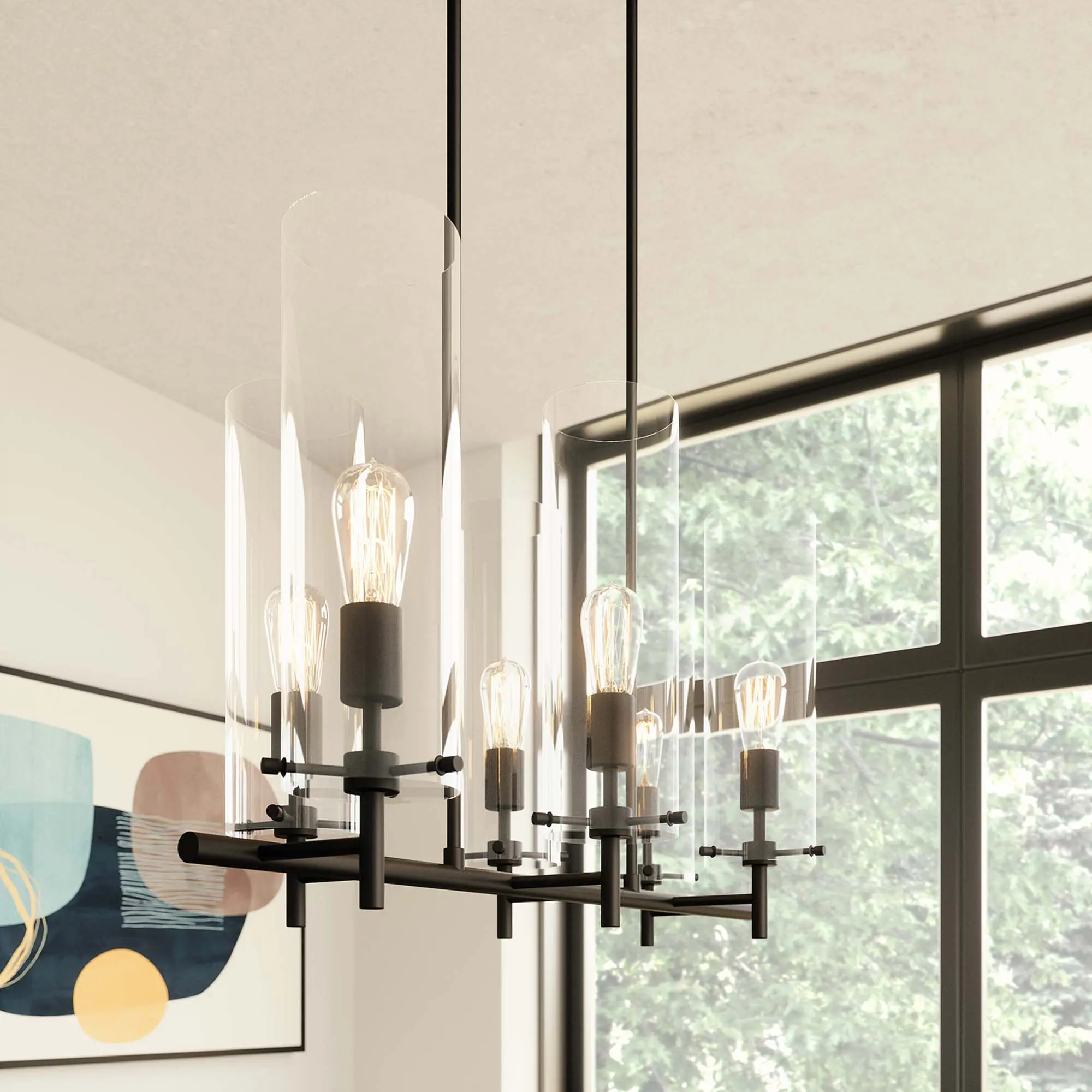 Modway Skylark 6-Light Chandelier in Clear Black Modway Skylark 6-Light Chandelier in Clear Black