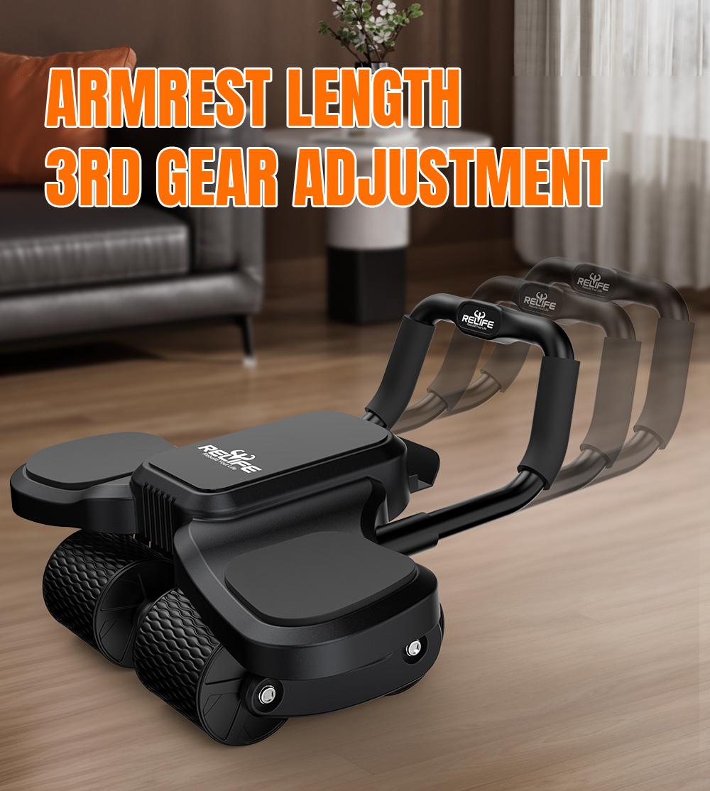 RELIFE REBUILD YOUR LIFE 4-Wheel Ab Roller with Knee Mat Automatic Rebound 2 in 1 Ab Roller with Widened Elbow Support Abdominal Training Equipment