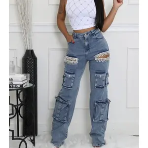 Rhinestone Eye Cargo Jean
