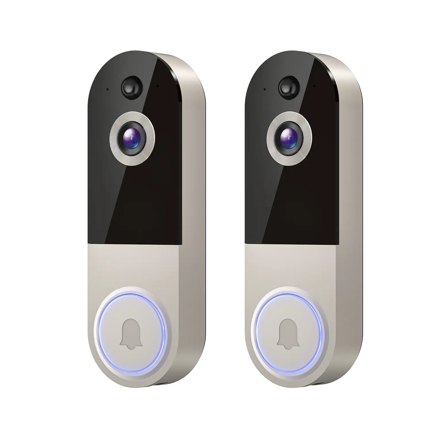 2PC Doorbell Camera Wireless, Smart WiFi Video Doorbell, 1080P, Video Doorbell Camera with 2 Way Audio, AI Human Detection, Night Vision, Cloud Storage, Battery Powered, Easy Installation, 2.4G WiFi Only
