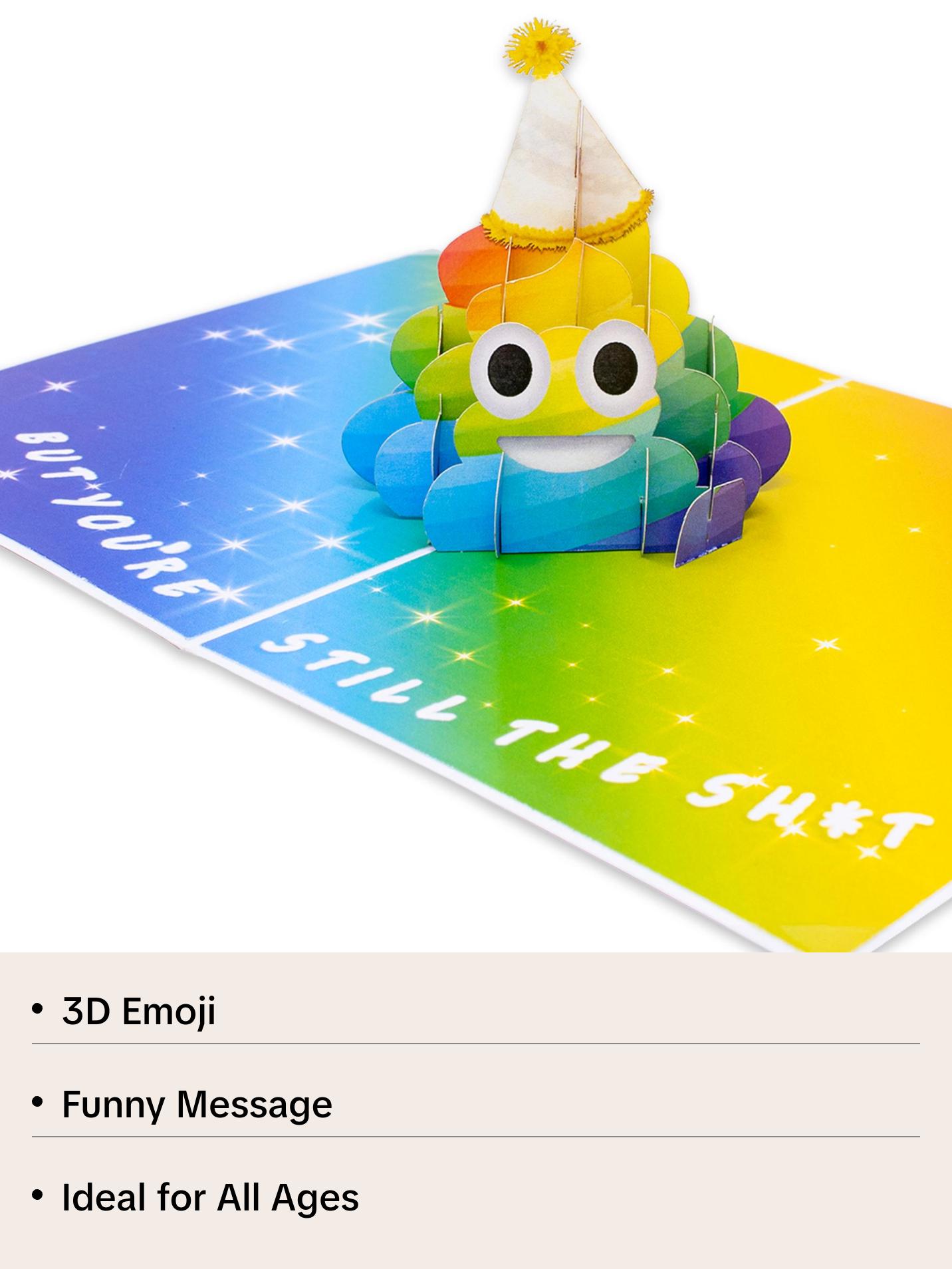 Funny Pop Up Birthday Card | 3D Rainbow Poop Emoji Birthday Cards for Women, Men | Popup Holy Crap You're Old Birthday Card for Dad, Husband | Prank  Poo Emoji Bday Card for Mom, Brother, Sister