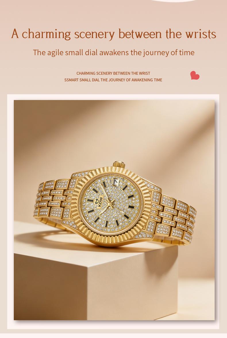 Ladies' Watch Luxury Full Diamond Bangle Watch – 30M Waterproof, Versatile & Practical, Timeless Classic Design, Comes with Matching Bracelet | Perfect Christmas Gift Option