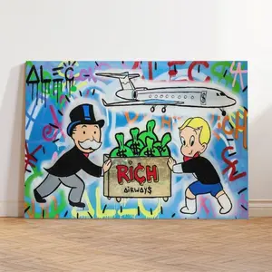 Monopoly's Funny Cartoon and Money Canvas Art Poster.Ideal Modern Art for Living Room and Bedroom Decor
