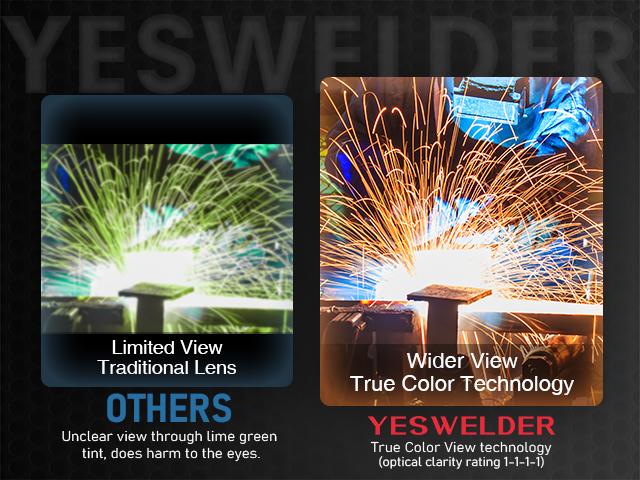 YESWELDER LYG-17800F Auto Darkened Welding Helmet with Rechargeable LED Light | 3.93"x3.66" Large Viewing Screen, 1/1/1/1 True Color Clarity | Wide Shade 4/5-9/9-13 Welding Hood for TIG MIG ARC Grind