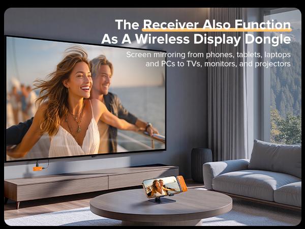 2025 llano S850 Upgraded Type-C Wireless HDMI Transmitter and Receiver, 50M, Ultra 4K Decode Input 1080P@60Hz Output, Plug&Play 5G+2.4G and Audio for Phone/Tablet/Laptop/PC to Monitor/Projector/TV Box