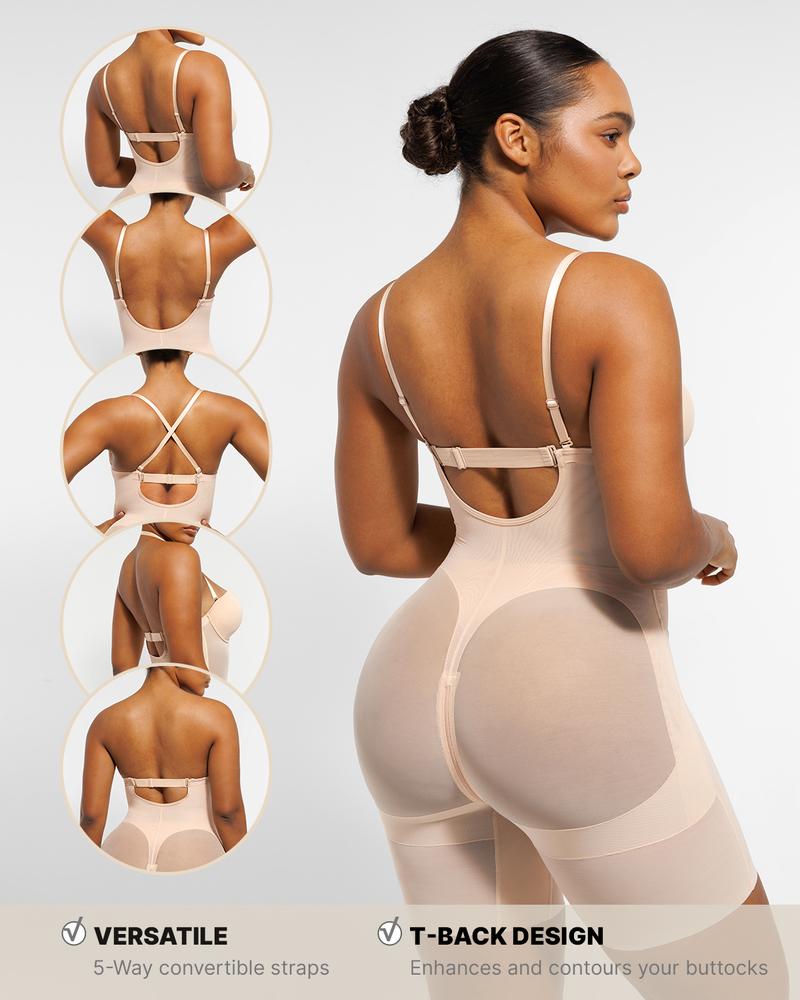 Shapellx AirSlim Deep Plunge Butt-Lifting Bodysuit Sleeveless Womenswear Short