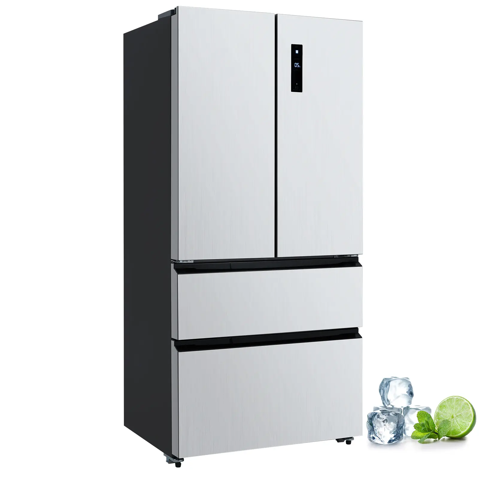 Refrigerator 531L, French Door Refrigerator with Large Capacity 18.8Cu.Ft, 4 Door Full Size Counter Depth Stainless Steel, Auto Defrost Kitchen Fridge, Digital Temperature Controls