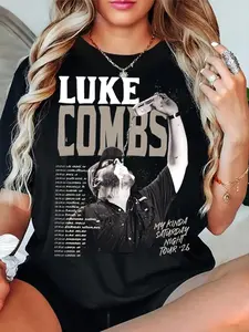 Luke T-shirt, Country Music Unisex Tee, Cowgirl Tee, Combs World Tour, Bullhead Crewneck Sweatshirt, Cowboy Tee, Western Tee Novelty Graphic T Shirt funny tshirt Undershirts Tees Casual Streetwear Classic Plain Men's Women Cotton Moisture Wicking Short