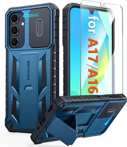 Galaxy A17/A16-5G Case: Samsung A17 5G Military-Grade Dropproof Phone Cover with Kickstand & Slide Camera Cover | Protective Heavy Duty Rugged Phone Case Bumper Textured Protector (Blue)