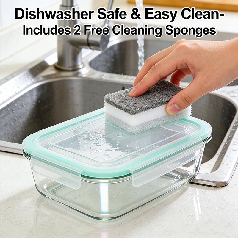 4-8-10 Pack Glass Meal Prep Containers - Oven to Fridge Safe, BPA Free & Leakproof Square Lunch Boxes, Stackable, Dishwasher Safe with 4 Bowls 4 Lids