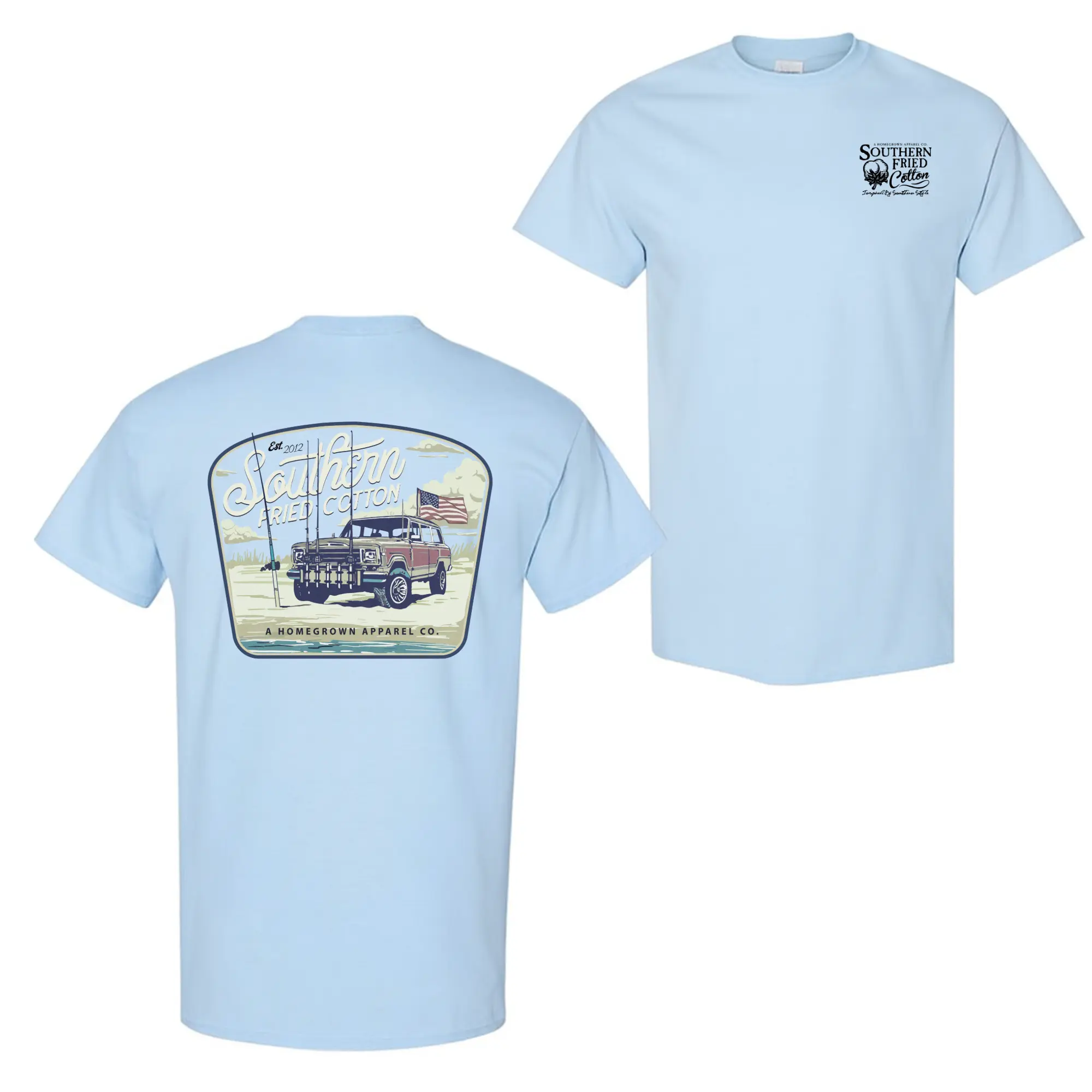 Southern Fried Cotton Surf Fishing T-Shirt, Coastal Angler Graphic Tee, Unisex Cotton Casual Beach & Fishing Wear top