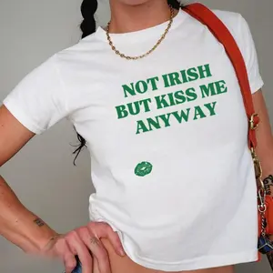 Y2K Baby Tee Kiss Me Im Irish Baby Tee 90S St Patricks Day Baby Tee Lucky Girl Baby Tee Irish Baby Tee Coquette Baby Tee Downtown Girl St Pattys