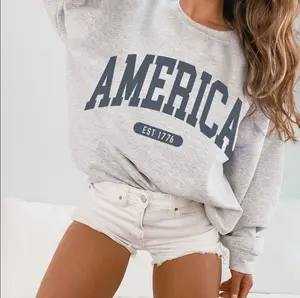 America Sweatshirt EST 1776 Faded Vintage Style Aesthetic USA Crewneck Trendy Varsity Style America Crewneck July 4th Unisex Sweatshirt