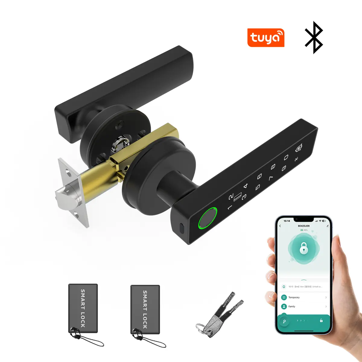 Biometric Smart Fingerprint Electronic Door Lock - Keyless Entry Doorknob with Fingerprint Scan, App Control, Local Data Storage, Privacy Security, User-Friendly Interface, Separately Packed Cells & Batteries for Apartment, Office Use, Digital Lock, Smart
