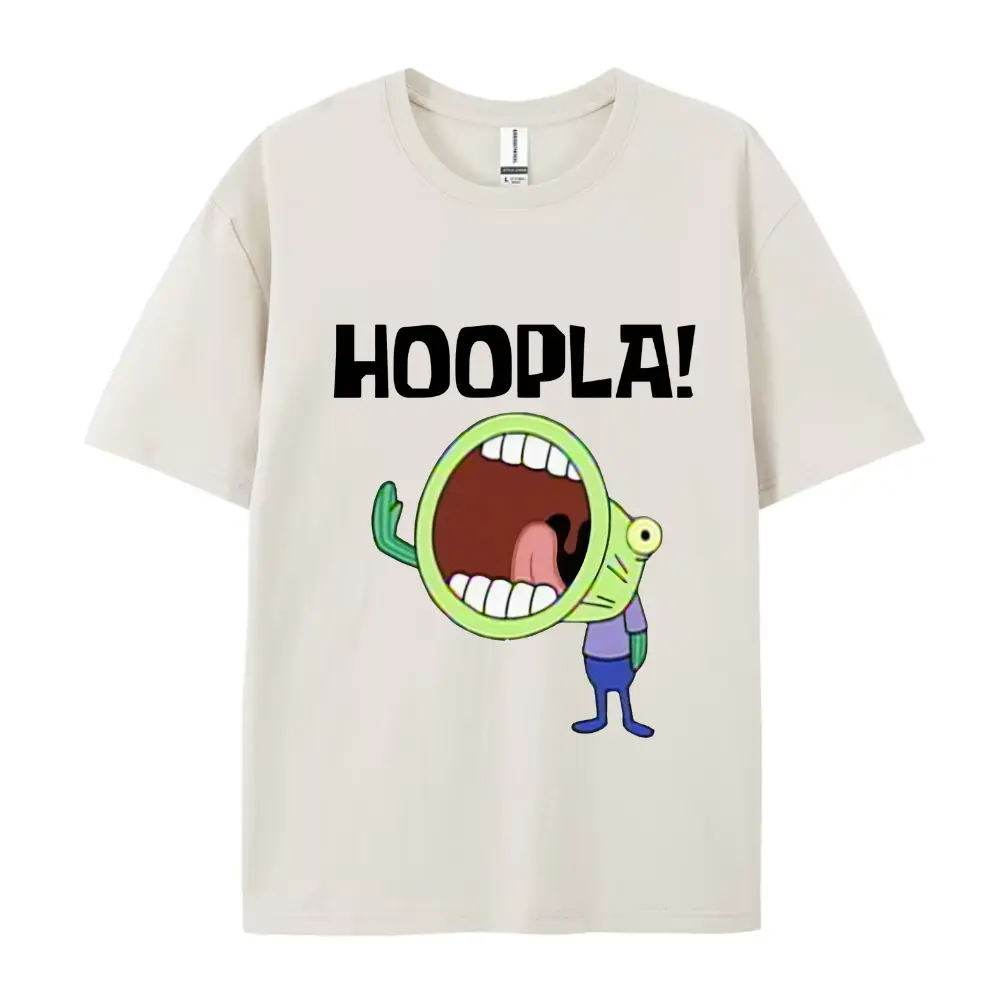 Unisex Cotton SpongeBob SquarePants Graphic T-Shirt - Round Neck Casual Wear, Standard Sizes All-Season Sports Top